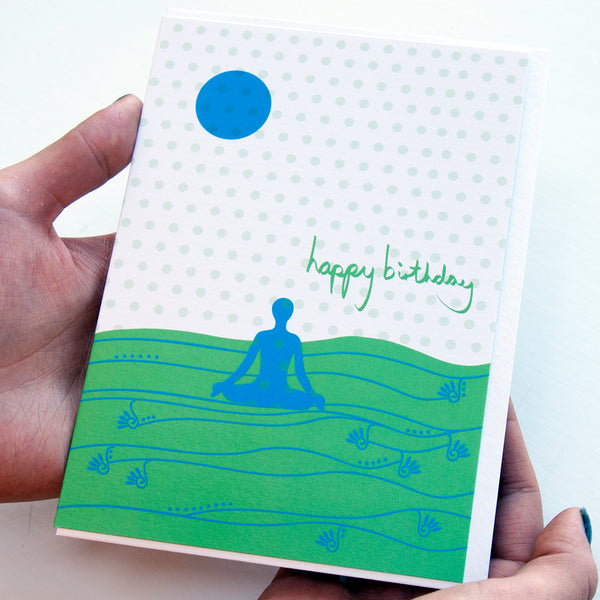antdesigngifts.co.uk Meditation birthday card. Supplied with a luxury white envelope 