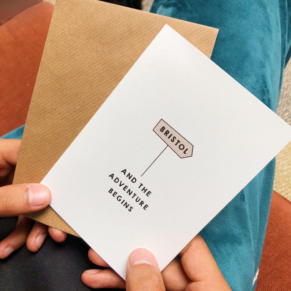 And the adventure begins greeting card for university leavers or anyone going travelling