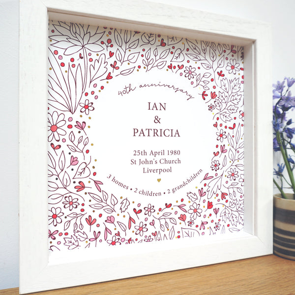Personalised 40th Anniversary Frame - Ant Design Gifts