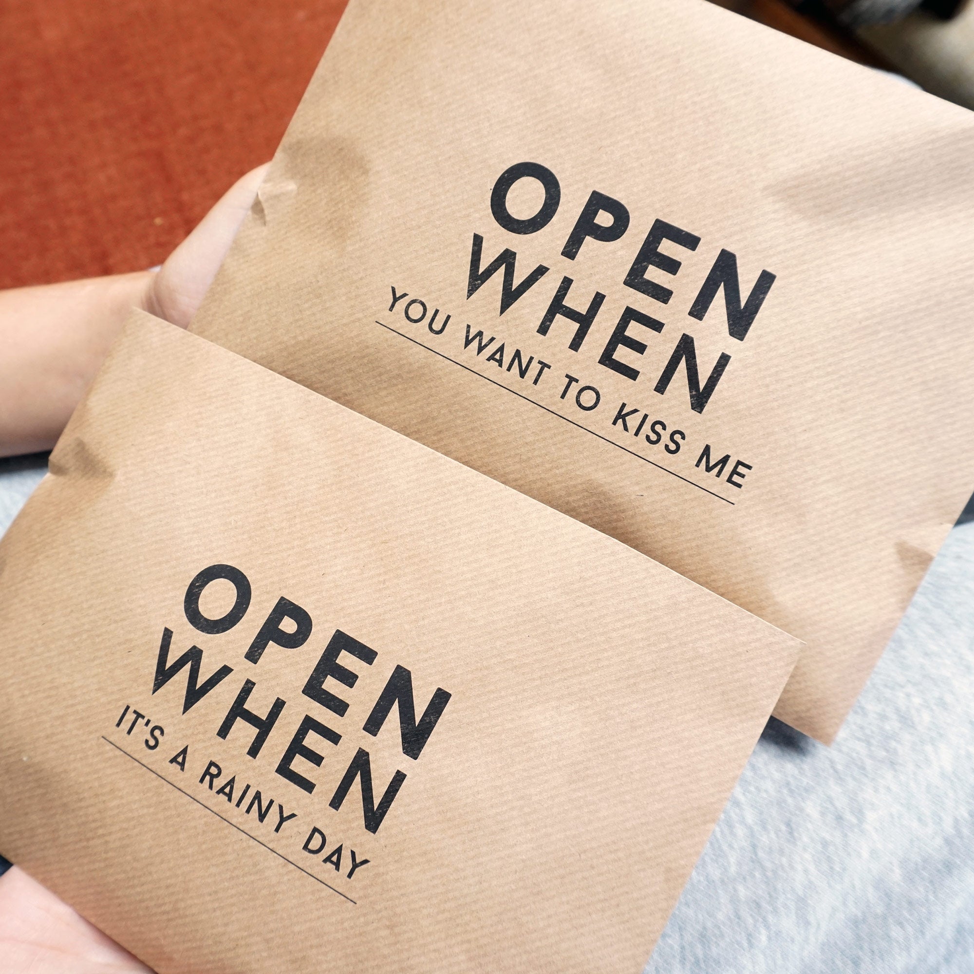 www.antdesigngifts.co.uk Lockdown gift - large envelopes to fill with special treats. Each envelope is printed with a different quote 
