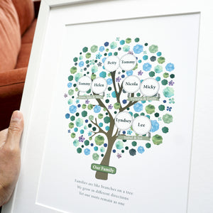 Personalised Grandparent Family Tree print for 3 generations - Ant Design Gifts