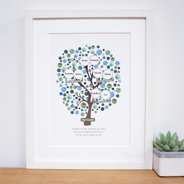 Personalised Grandparent Family Tree print for 3 generations - Ant Design Gifts