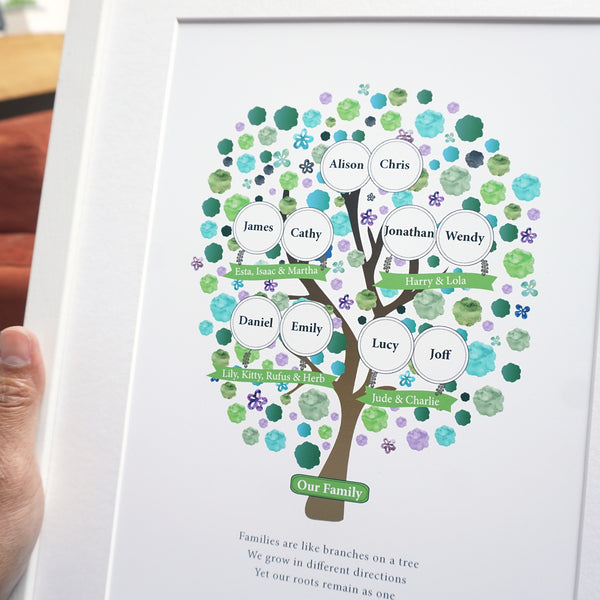 Personalised Grandparent Family Tree print for 3 generations - Ant Design Gifts