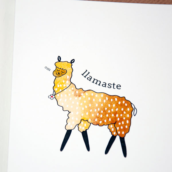 antdesigngifts.co.uk Llamaste greeting card. Supplied with a luxury kraft envelope 