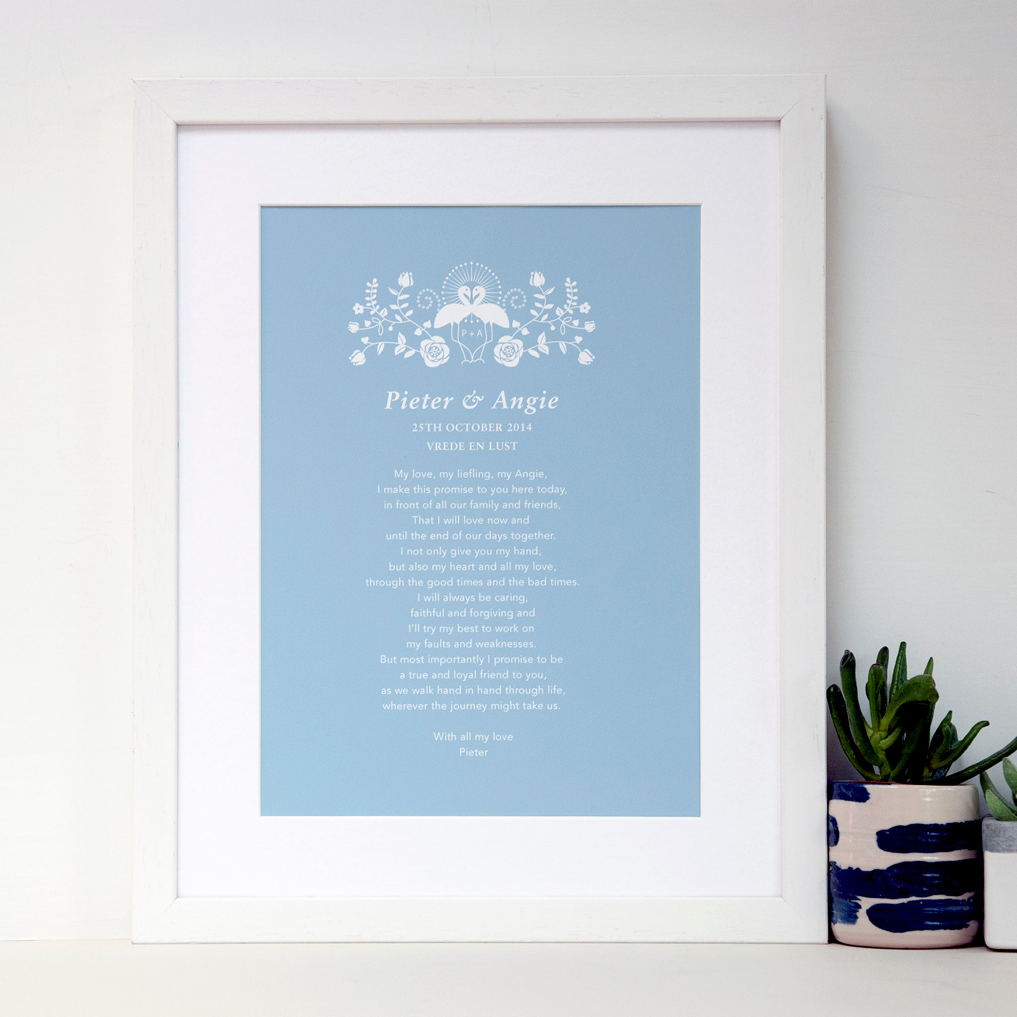 Personalised Wedding Anniversary Vow Print - Ant Design Gifts