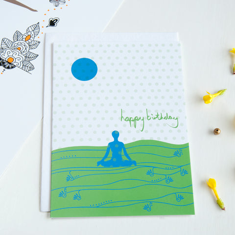 antdesigngifts.co.uk Yoga or meditation birthday card. Supplied with a luxury white envelope 