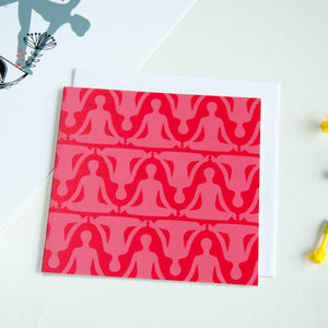 antdesigngifts.co.uk Yoga greeting card in red. Supplied with a luxury white envelope 