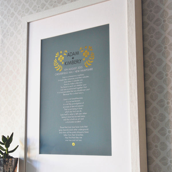 Personalised Wedding Vow Print with Gold - Ant Design Gifts